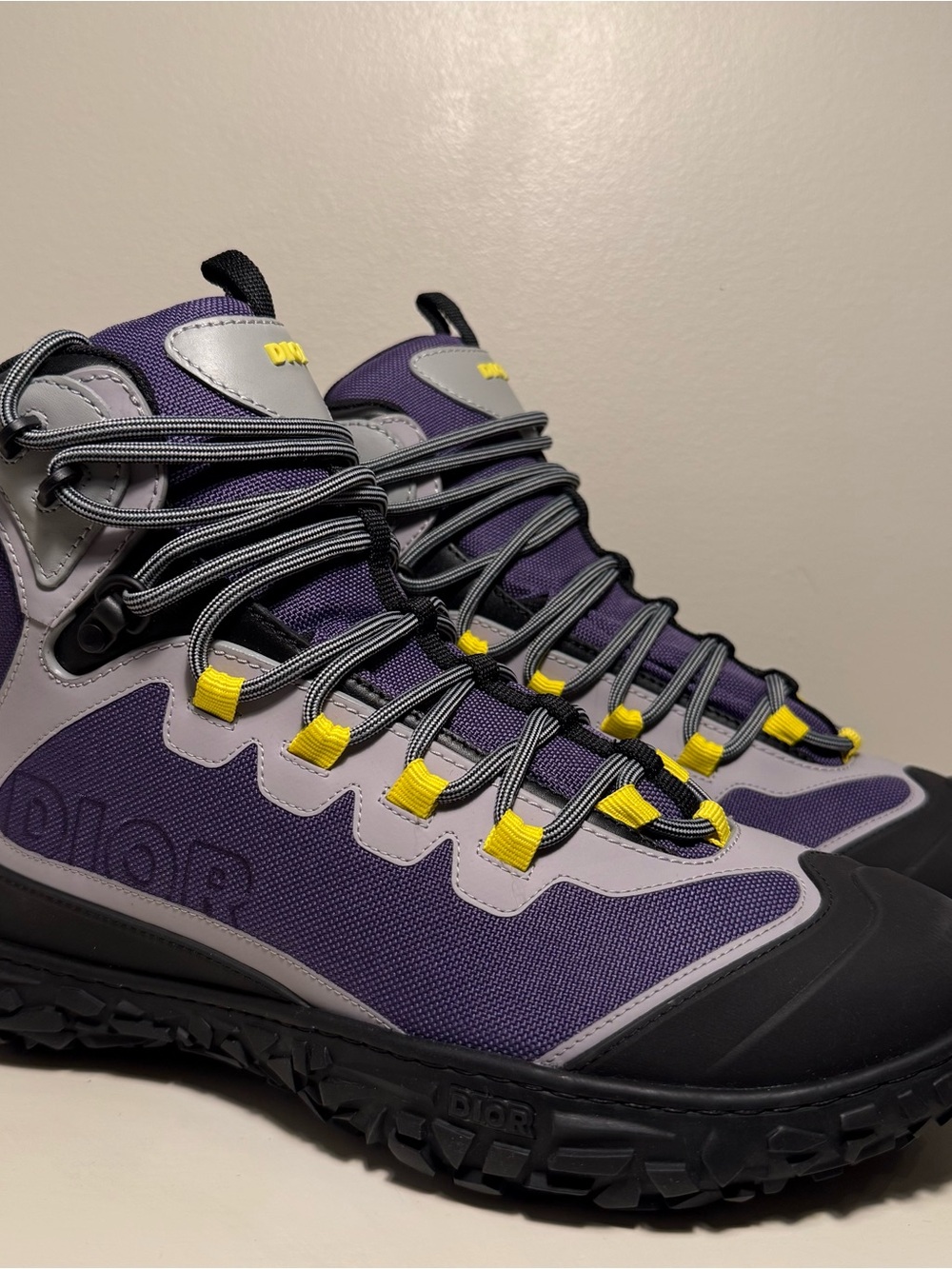 DIOR Diorizon Purple black Yellow Ankle Boot Men’s Size 42 Winter Lace Up Logo